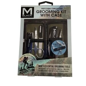 M Black Men's‎ Grooming Kit with Case Stainless Steel Tools Set